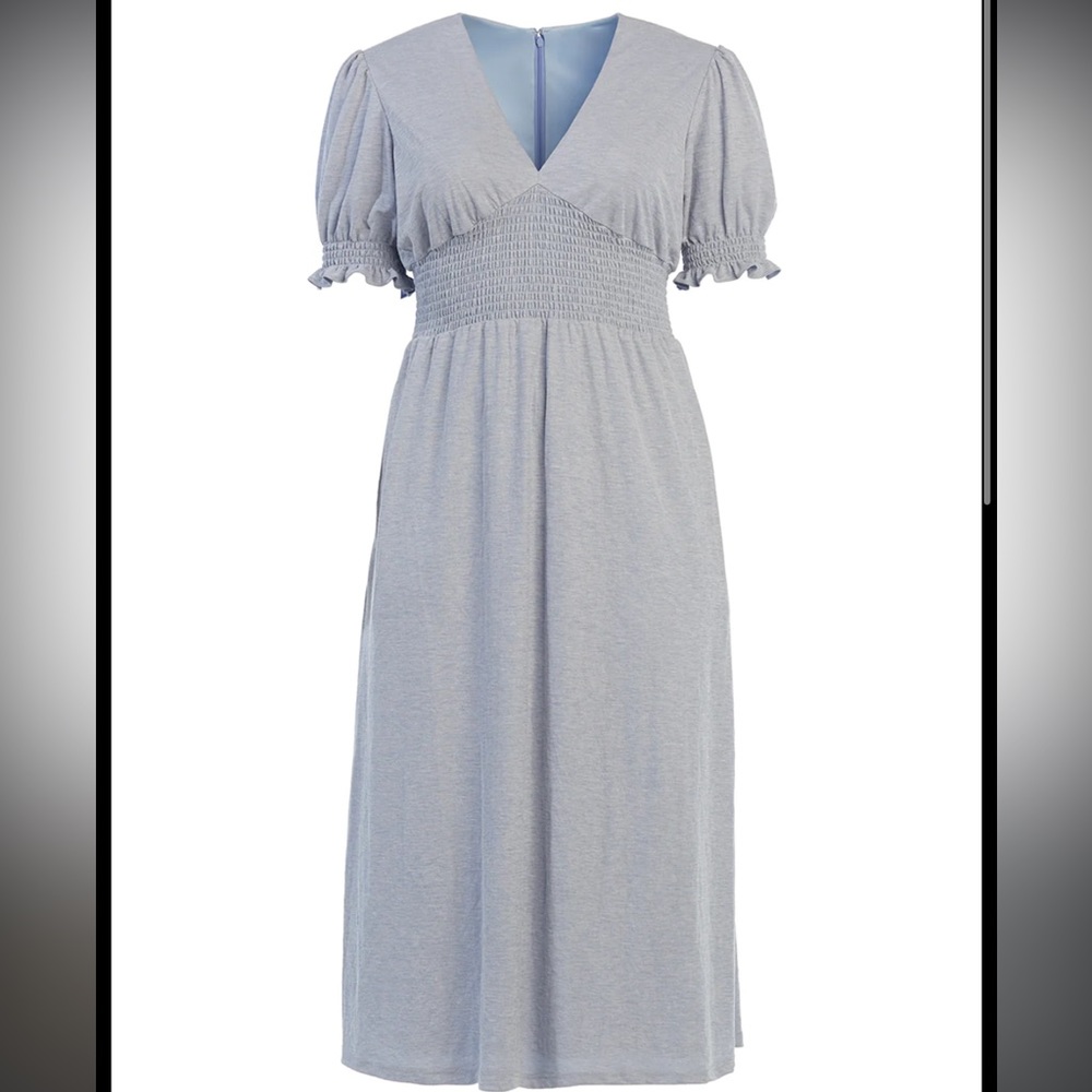 Hutch Anthropology Smocked Waist Fit & Flare Maxi Dress Blue Size XL